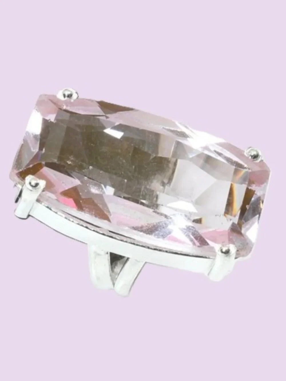 Pink Topaz Gemstone Sterling Silver Ring Sz 6